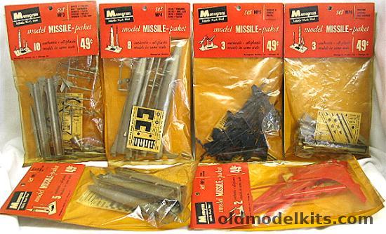 Monogram 1/128 6 Model Missile Packets Sealed, MP-1 thru 6 plastic model kit